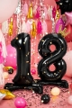 BALON LICZBA 18 STOJĄCY KORONA CZARNY 33'' 84cm