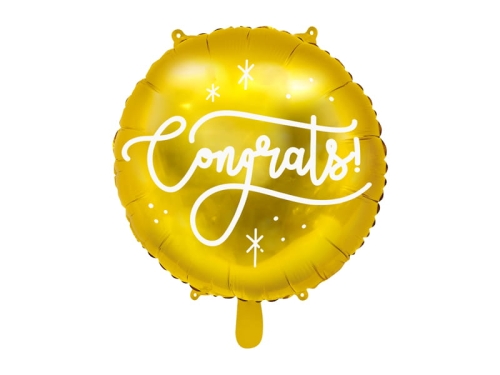 BALON CONGRATS OKRĄGŁY ZŁOTY 18'' 45cm