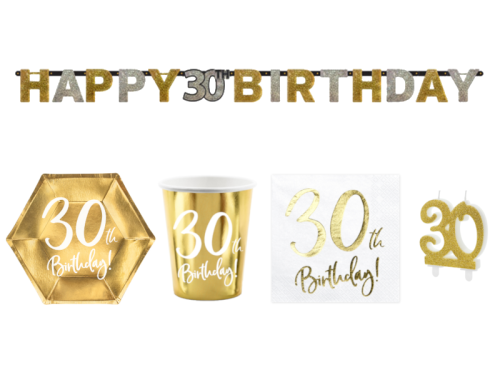 ZESTAW 30 URODZINY ZŁOTY 15el