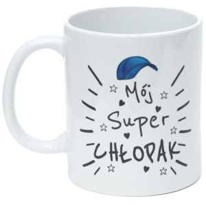 KUBEK MÓJ SUPER CHŁOPAK CZAPKA BIAŁY