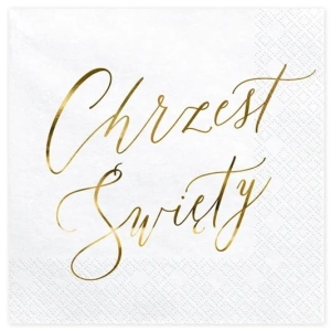 SERWETKI CHRZEST ŚWIĘTY BIAŁO-ZŁOTE 20szt