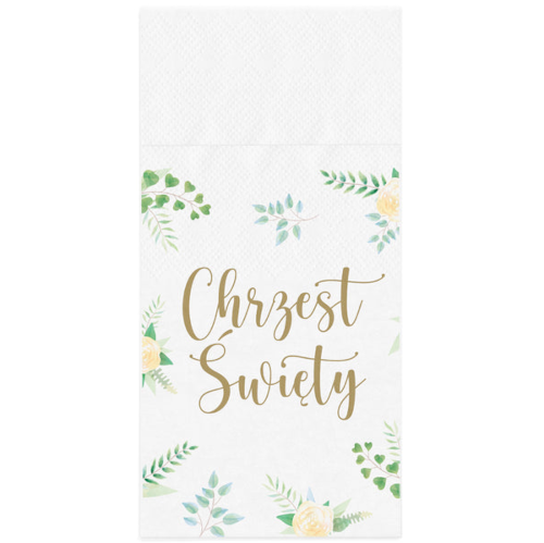 SERWETKI NA SZTUĆCE CHRZEST ŚWIĘTY KWIATY BIAŁE 16szt