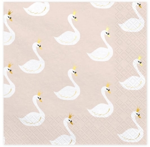 SERWETKI ŁABĘDZIE BEŻOWE 20szt