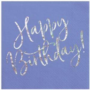 SERWETKI HAPPY BIRTHDAY GRANATOWE 20szt