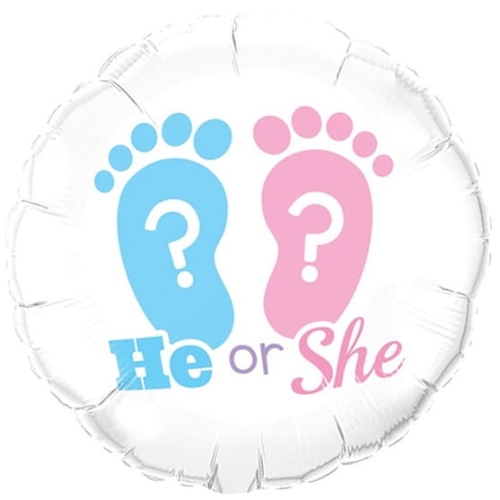 BALON HE OR SHE BIAŁY 18'' 46cm