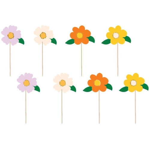 KARTECZKI NA PIKU TOPPERY KWIATKI 13cm 8szt