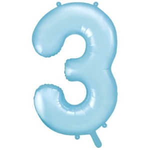 BALON CYFRA 3 BŁĘKITNY 34'' 86cm