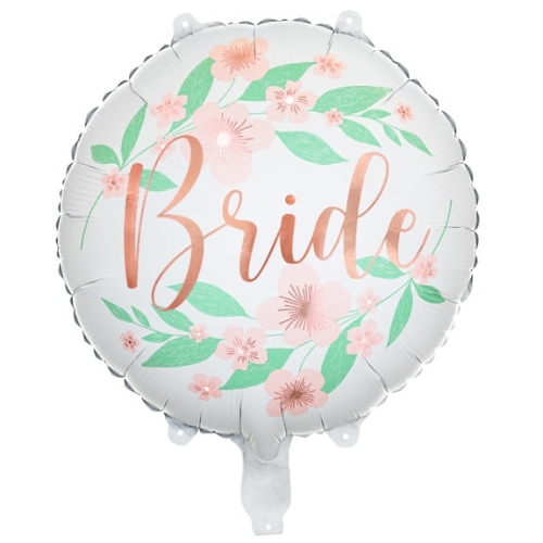 BALON BRIDE KWIATY OKRĄGŁY BIAŁY 18'' 45cm