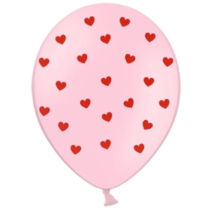 BALON RÓŻOWY SERCA CZERWONE 30cm 1szt