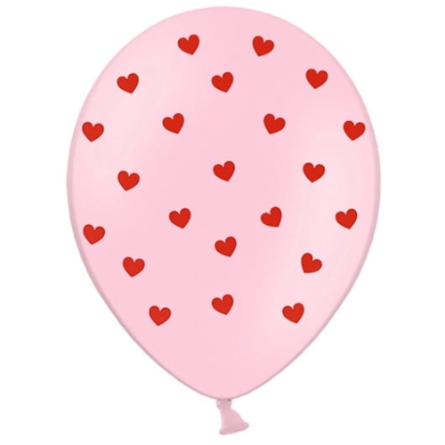 BALON RÓŻOWY SERCA CZERWONE 30cm 1szt
