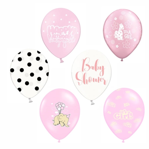 ZESTAW BALONÓW BABYSHOWER RÓŻOWY MIX 25szt