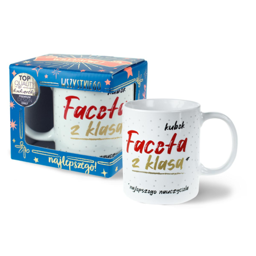 KUBEK FACET Z KLASĄ BIAŁY 300ml