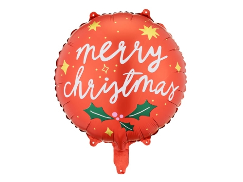 BALON MERRY CHRISTMAS JEMIOŁA CZERWONY 18'' 45cm