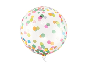 BALON PARTY DECO KULA KOLOROWE GROSZKI PRZEZROCZYSTY 16'' 40cm