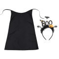 ZESTAW HALLOWEEN BOO CZARNY PELERYNA 90cm 2el