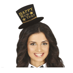 OPASKA KAPELUSZ MINI HAPPY NEW YEAR CZARNY