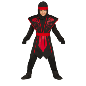 STRÓJ NINJA CZARNO-CZERWONY 125-135