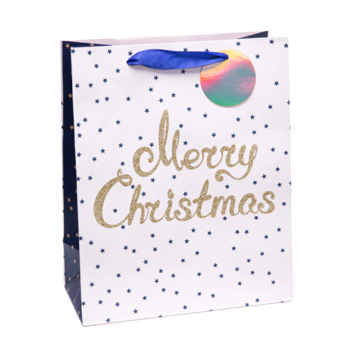 TOREBKA PREZENTOWA MERRY CHRISTMAS BIAŁA 42x32cm