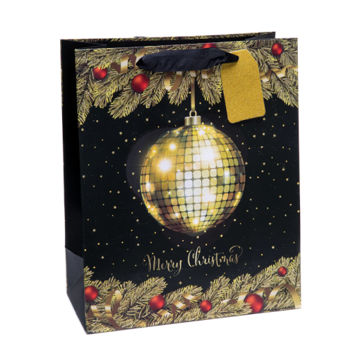 TOREBKA PREZENTOWA KULA DYSKOTEKOWA CZARNA 42x32cm