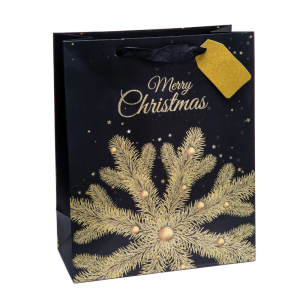 TOREBKA PREZENTOWA ŚNIEŻYNKA MERRY CHRISTMAS 32x26cm