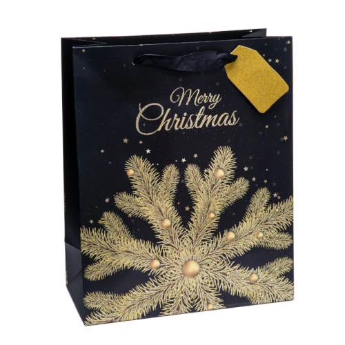 TOREBKA PREZENTOWA ŚNIEŻYNKA MERRY CHRISTMAS 32x26cm