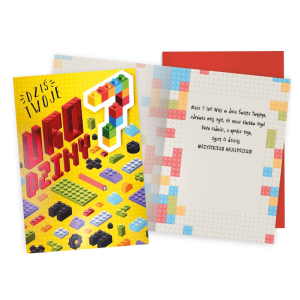 KARTKA 7 URODZINY LEGO ŻÓŁTA 19x14cm 1szt