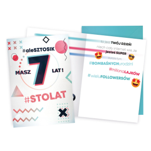 KARTKA 7 URODZINY ALE SZTOSIK BIAŁA 19x14cm 1szt