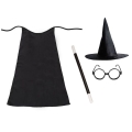 ZESTAW HARRY POTTER CZARNY PELERYNA 55cm 4el