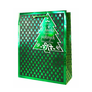 TOREBKA PREZENTOWA CHOINKI ZIELONA 23x18cm