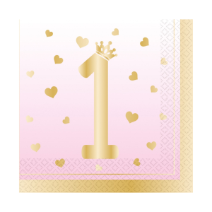 SERWETKI ROCZEK KORONA SERDUSZKA RÓŻOWE 16szt