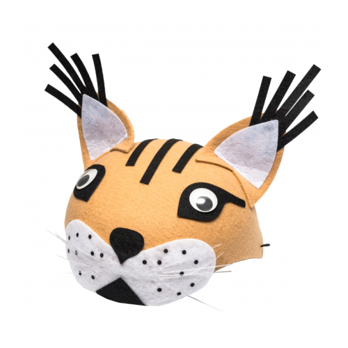 CZAPKA RYŚ RUCHOME OCZY BRĄZOWA