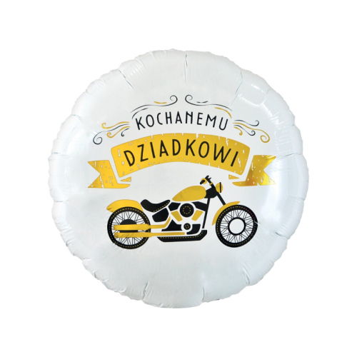 BALON KOCHANEMU DZIADKOWI MOTOR BIAŁY 18" 46cm