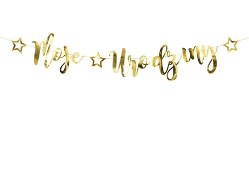 BANER MOJE URODZINY ZŁOTY 90cm