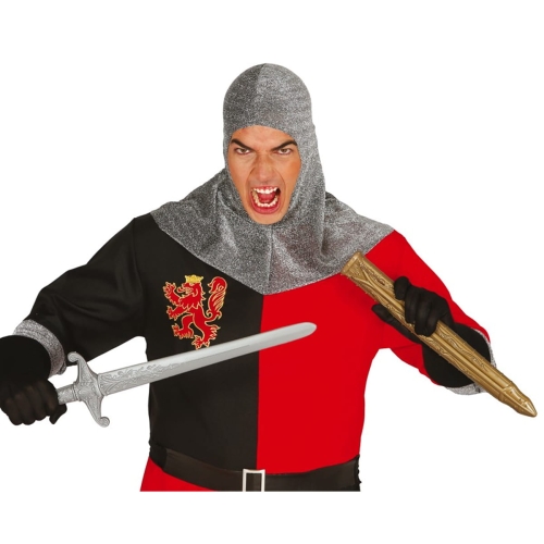 MIECZ RYCERSKI Z FUTERAŁEM PLASTIKOWY ZŁOTO-SREBRNY 60cm