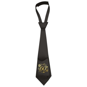 KRAWAT 60 URODZINY CZARNY