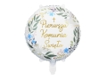 BALON PIERWSZA KOMUNIA ŚWIĘTA LISTKI BIAŁY 18'' 45cm