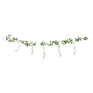 GIRLANDA LIŚCIE KWIATY WISTERII ZIELONO-BIAŁA 1,7m