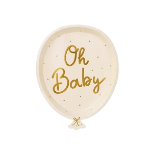 TALERZYKI PAPIEROWE OH BABY BALONIK BEŻOWE 17,5x22cm 6szt