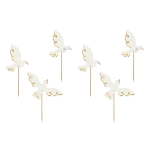 KARTECZKI NA PIKU TOPPERY GOŁĘBIE BIAŁE 6szt