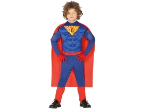 STRÓJ KOMBINEZON SUPERHERO NIEBIESKO-CZERWONY 95-105