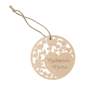 ZAWIESZKA NAJLEPSZA MAMA KWIATY DREWNIANY 8,5cm