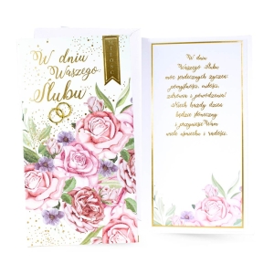 KARTKA ŚLUBNA W DNIU WASZEGO ŚLUBU KWIATY 21,5x11cm