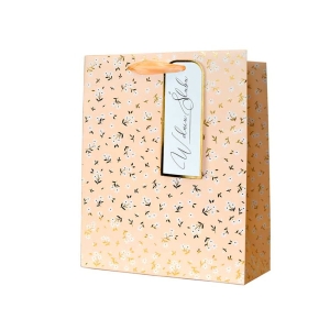 TOREBKA PREZENTOWA W DNIU ŚLUBU KWIATY BRZOSKWINIOWA 13x18cm