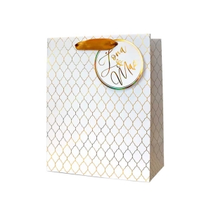 TOREBKA PREZENTOWA ŻONA I MĄŻ BIAŁO-ZŁOTA 13x18cm