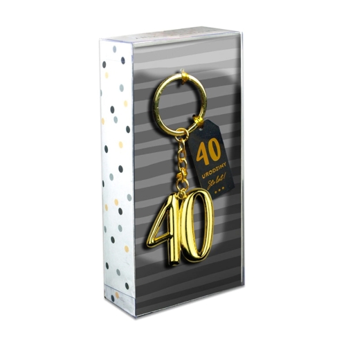 BRELOK 40 URODZINY ZŁOTY 10cm