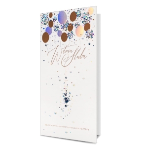 KARTKA ŚLUBNA W DNIU ŚLUBU BALONIKI BIAŁA 21x10cm