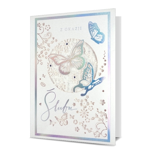 KARTKA ŚLUBNA Z OKAZJI ŚLUBU MOTYLE OPALIZUJĄCA 17x12cm