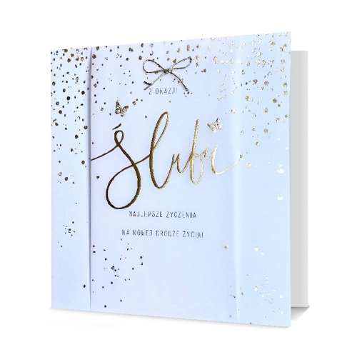 KARTKA ŚLUBNA Z OKAZJI ŚLUBU PLAMKI BIAŁA 20x20cm