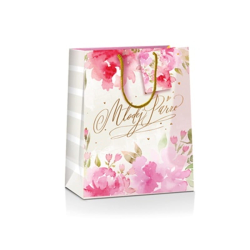 TOREBKA PREZENTOWA MŁODEJ PARZE KWIATY 33x45cm