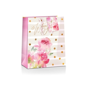 TOREBKA PREZENTOWA W DNIU ŚLUBU GROSZKI KWIATY 33x45cm